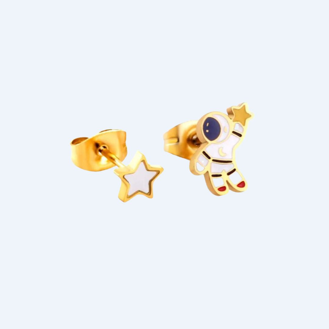 Astronaut & Star Hypoallergenic Stud Earrings