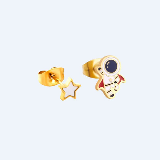 Astronaut & Star Hypoallergenic Stud Earrings