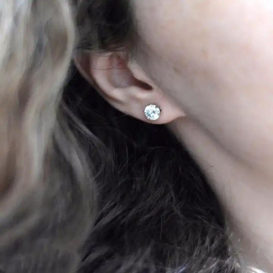 Clear Cubic Zirconia Hypoallergenic Stud Earrings