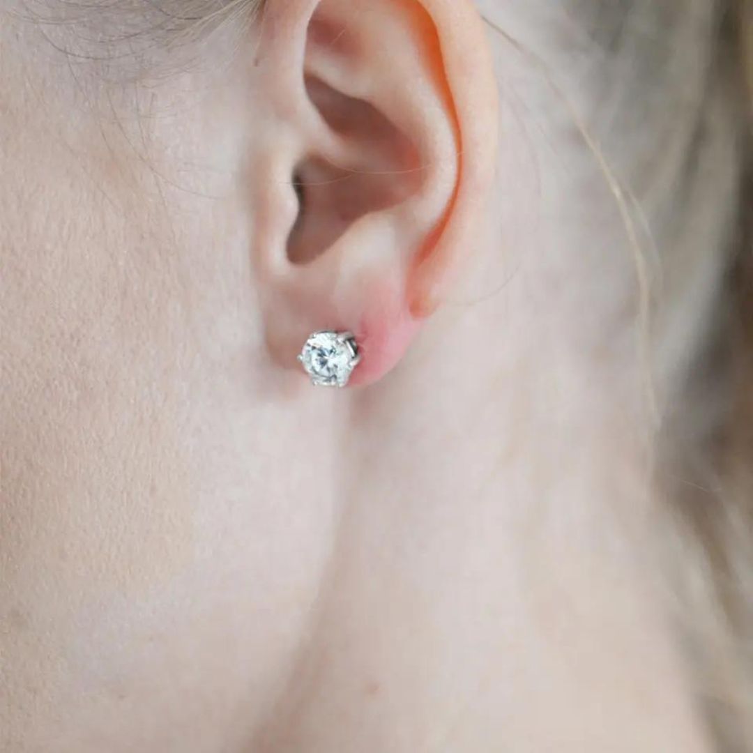 Clear Cubic Zirconia Hypoallergenic Stud Earrings