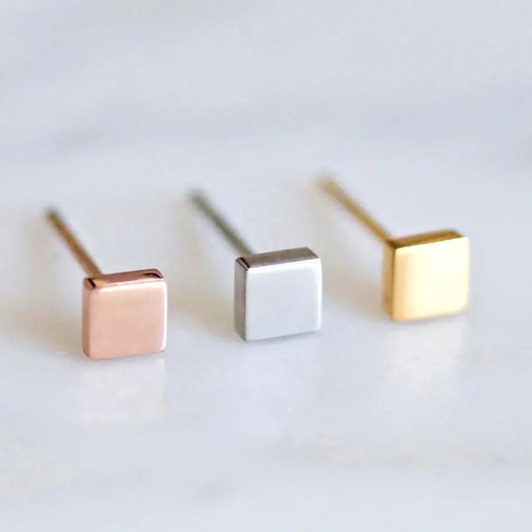 Minimalist Square Hypoallergenic Stud Earrings