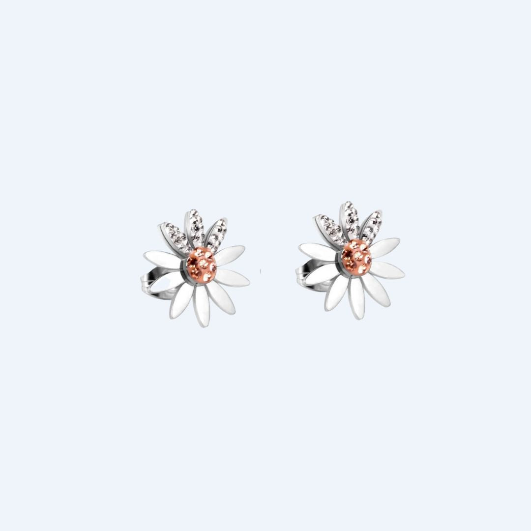 Sparkling Large Flower Hypoallergenic Stud Earrings