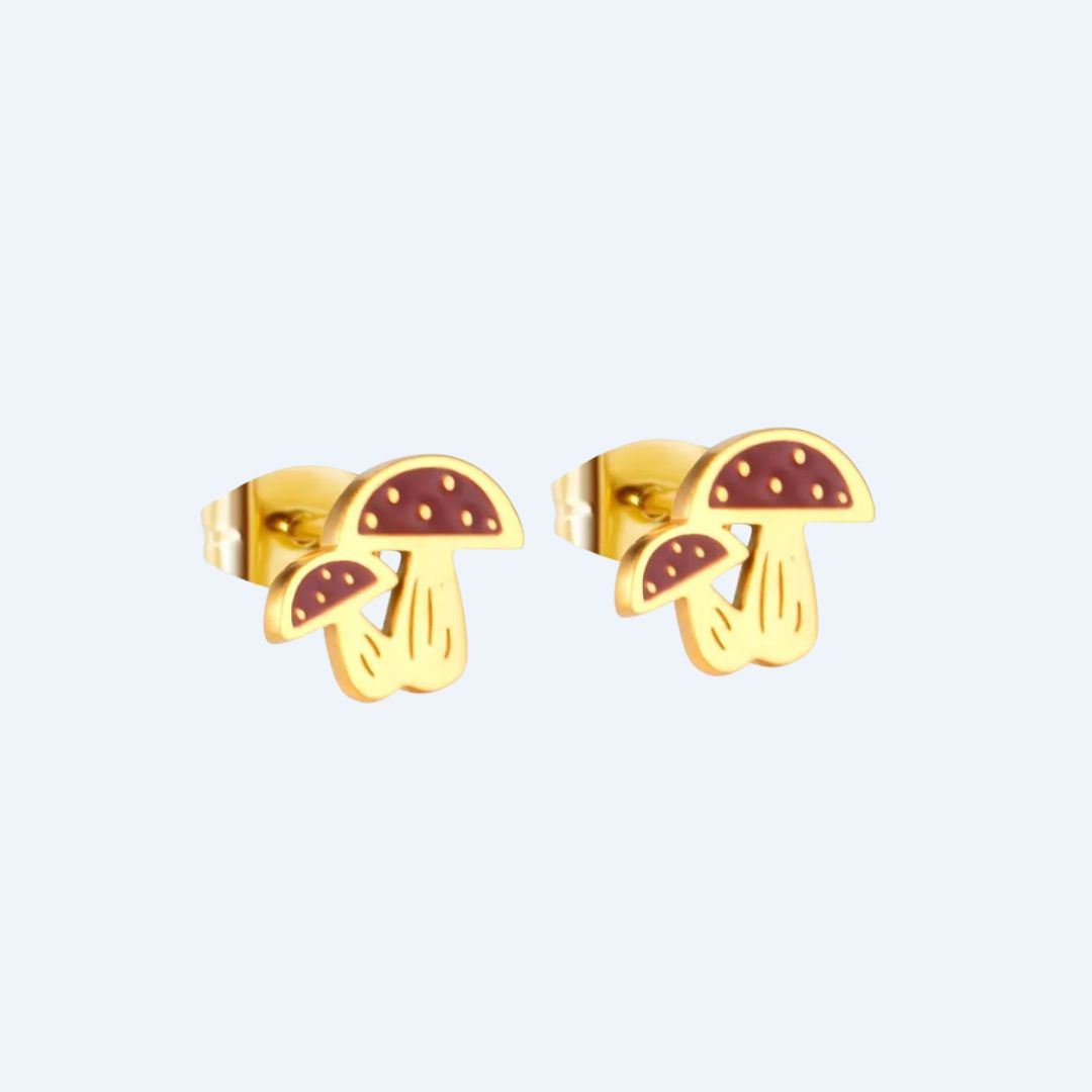 Mushroom Hypoallergenic Stud Earrings