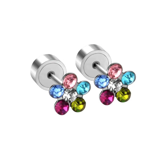 Sparkling Multicoloured Flower Hypoallergenic Stud Earrings