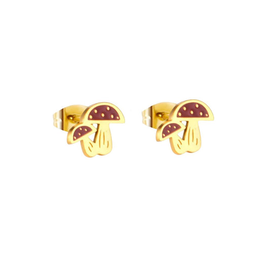 Mushroom Hypoallergenic Stud Earrings